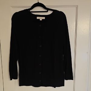 LOFT Black Button-Up Cardigan